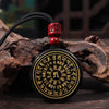 Black Obsidian Pendant Necklace with Buddhist Mantras and Symbols