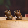 Wooden Lucky Cat Figurine with Ingot Desk Decor
