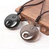 Black Obsidian Yin Yang Pendant Necklace, Carved Stone