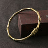 Brass Bamboo Bangle Bracelet with Lotus Charm