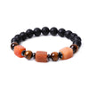 Tiger Eye and Lava Rock Bracelet with Square Natural Stone Beads