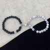 Yin Yang Couple Bracelet Set Black Onyx White Bead 2pcs