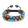 Tiger Eye Black Agate Evil Eye Double Row Bracelet
