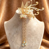 Butterfly Tassel Hair Clip, Gold-Tone Filigree Flower Hairpin