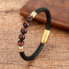 Stone Bead Leather Bracelet Unisex