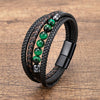 Braided Leather Bracelet with Stone Beads for Men and Women