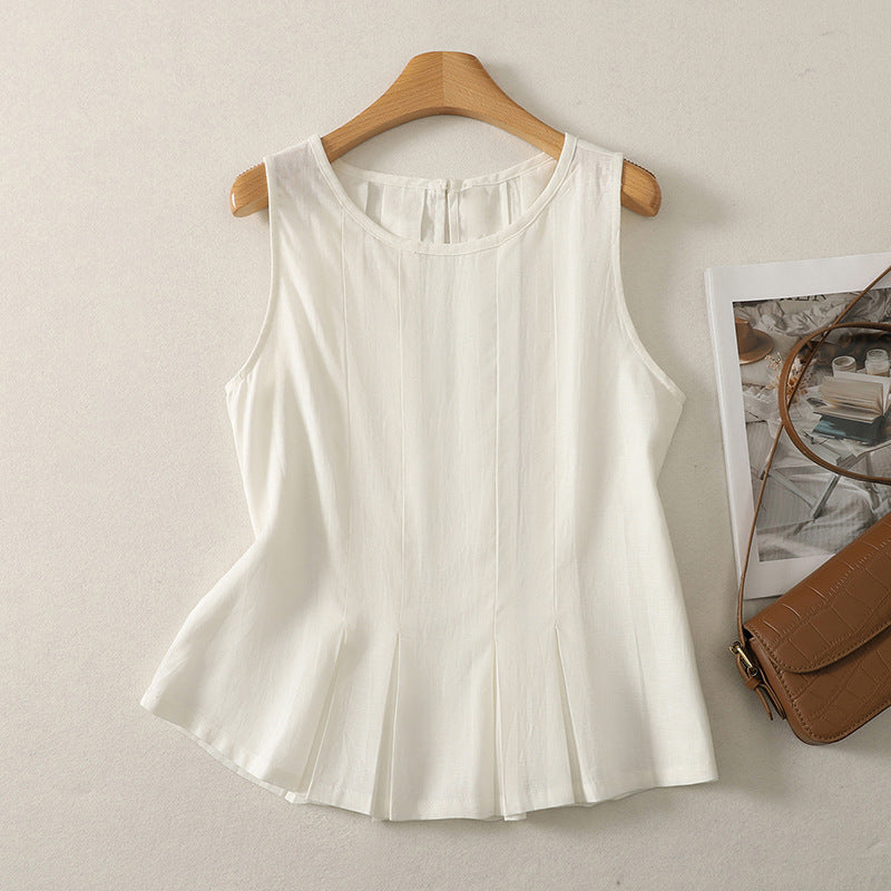 Women's Sleeveless T-Shirts Cotton Linen Summer Top