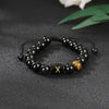 Alphabet Letter Bracelet with Tiger Eye and Black Glass Beads