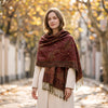 Jacquard Cashew Flower Pattern Tassel Shawl, Retro Ethnic Style Wrap