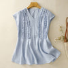 Women's Sleeveless V-Neck Ruffle Top, Solid Blue or Navy