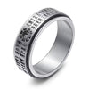 Rotatable Bagua Ring with Chinese Characters, Stainless Steel Balance Jewelry