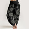 Women's Harem Pants Cotton Elastic Waist 3D Print Casual Trousers