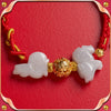 Chinese Zodiac Red String Bracelet with Jade and Gold-tone Charm