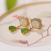 Sterling Silver Fan Shaped Jade Drop Earrings