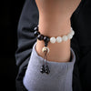 Ebony Yin Yang Bracelet and Phone Charm, White Bodhi Seed