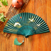 Chinese Style Bamboo Folding Fan with Silk Leaf and Tassel