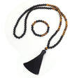 Tiger Eye Stone Bead Necklace Bracelet Set