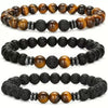 Protection Tiger's Eye Bracelet with Volcanic Stone
