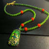 Natural Round Green Chalcedony Necklace and Earring Set