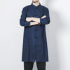 Men's Linen Mid-length Coat Frog Button Zen Clothing Fall Outerwear