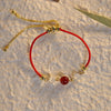 Red Agate Cat Eye Braided String Confidence Bracelet