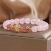 Strawberry Quartz and Pink Crystal Beaded Bracelet