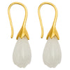 Pair of gold-tone drop earrings with white magnolia-shaped stones