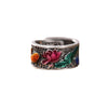Copper Blue Enamel Lotus Heart Sutra Koi Fish Luck Ring