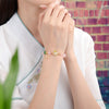 Natural Pink Crystal Rabbit Bracelet with Green Bead