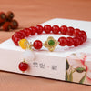 Red Agate Bracelet with Jade and Enamel Charm