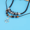 Anchor Pendant Necklace, Braided Cord with Beads