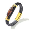 Tibetan Dzi Bead Leather Bracelet, Titanium Steel Clasp