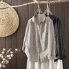 Striped Cotton Linen Shirt Long Sleeve Button Down