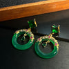 Natural Round Green Chalcedony Necklace and Earring Set