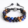 Tiger Eye Black Agate Evil Eye Double Row Bracelet