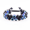 Tiger Eye Black Agate Evil Eye Double Row Bracelet