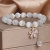 Cat's Eye Flower Charm Bracelet, Beige Tone