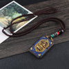 Ebony Wood Pendant Necklace with Buddhist Symbols