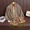 Jacquard Paisley Flower Pattern Color Contrast Design Tassel Cozy Scarf Shawl
