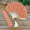 Hollow Flower Embroidery Cotton Folding Fan with Tassel