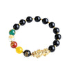 Pixiu Bracelet with Natural Obsidian and Red Agate Beads
