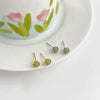 Hetian Jade Heart Stud Earrings, Copper Plated