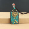 Ebony Wood Pendant Necklace with Buddhist Symbols