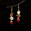 Vintage Floral Drop Earrings with Shell Flower and Bead Charm