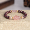 Garnet and Strawberry Quartz Pixiu Bracelet, Handmade