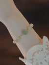 Rose Flower Imitation Jade Chain Bracelet, Gold-Tone Copper