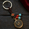 Chinese Zodiac Brass Keychain with Eight Guardian Buddhas
