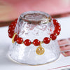 Cinnabar Bracelet with Fu Charm, Red Beads