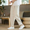 Men's Cotton Linen Pants With Pockets Summer Loose Casual Trousers