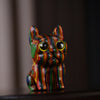 Hand-Carved Rainbow Wood Cat Figurine
